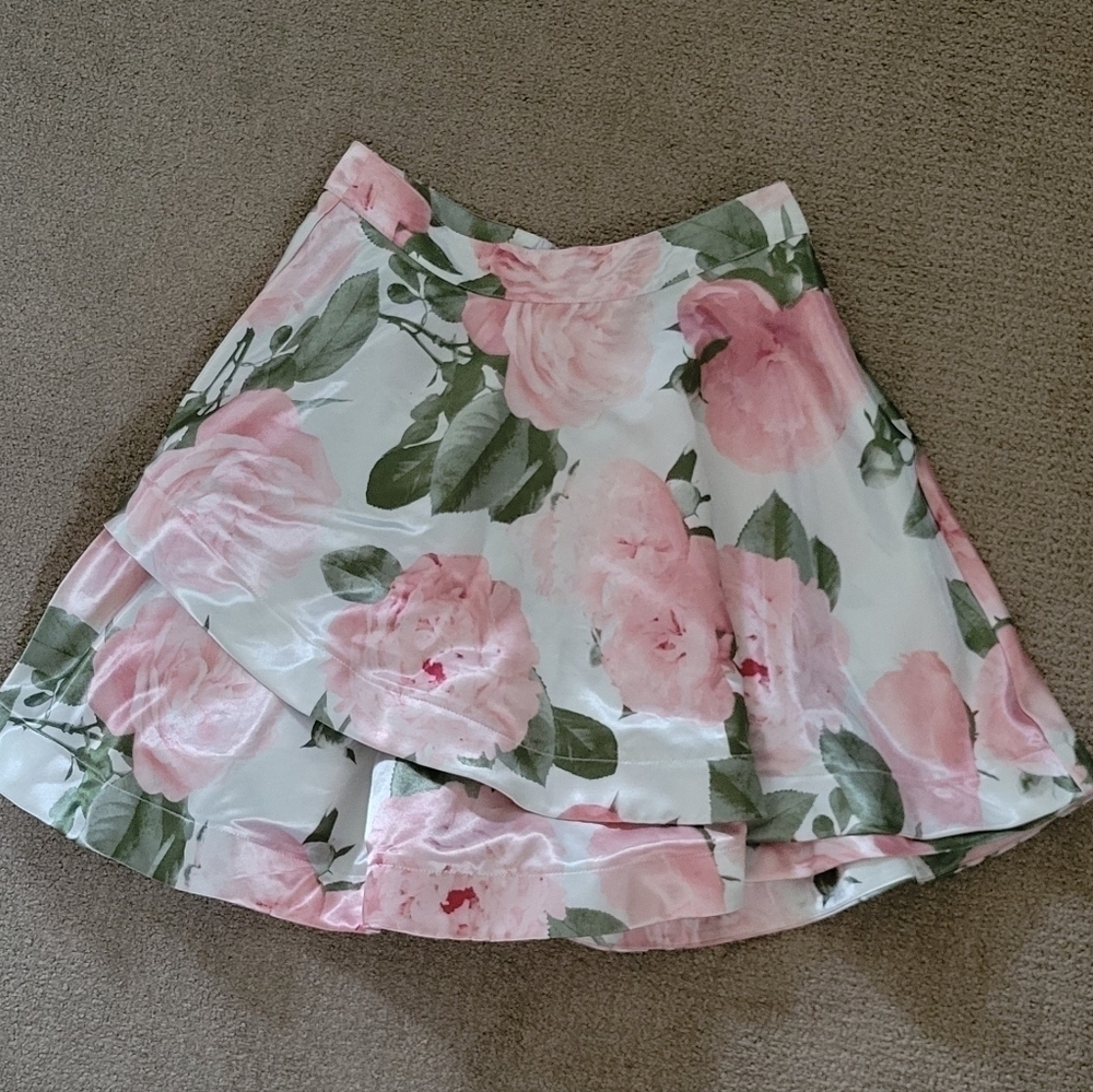 Speechless Juniors Floral Rose Multi Tiered Circle Spring Mini Skirt - Picture 9 of 13